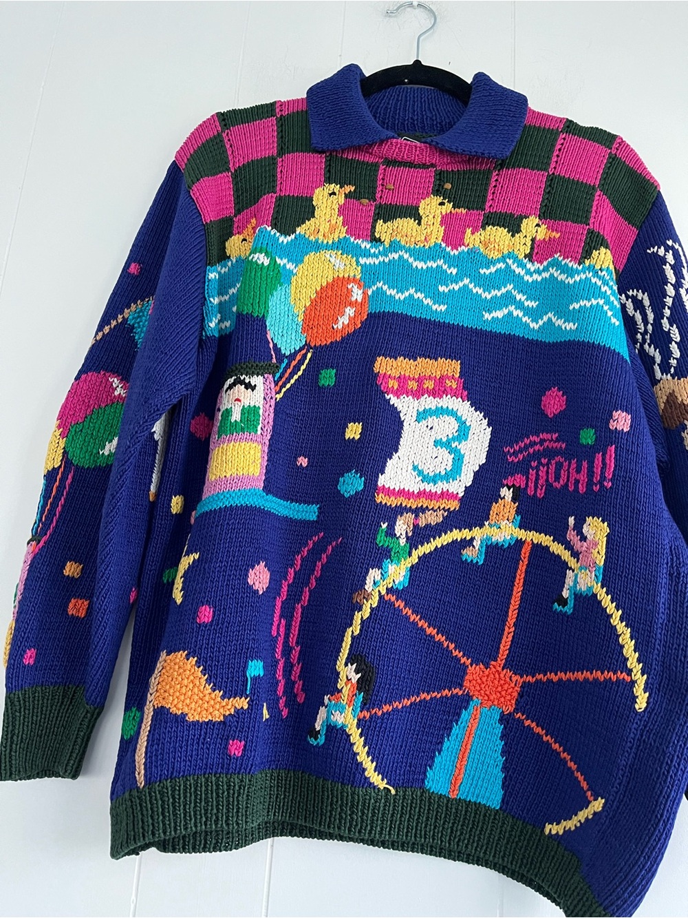 Vintage 1989 Berek Sweater Hand Knitted Carnival Circus Size Medium - Picture 11 of 16